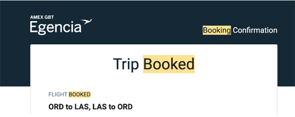 Egencia Booked Example